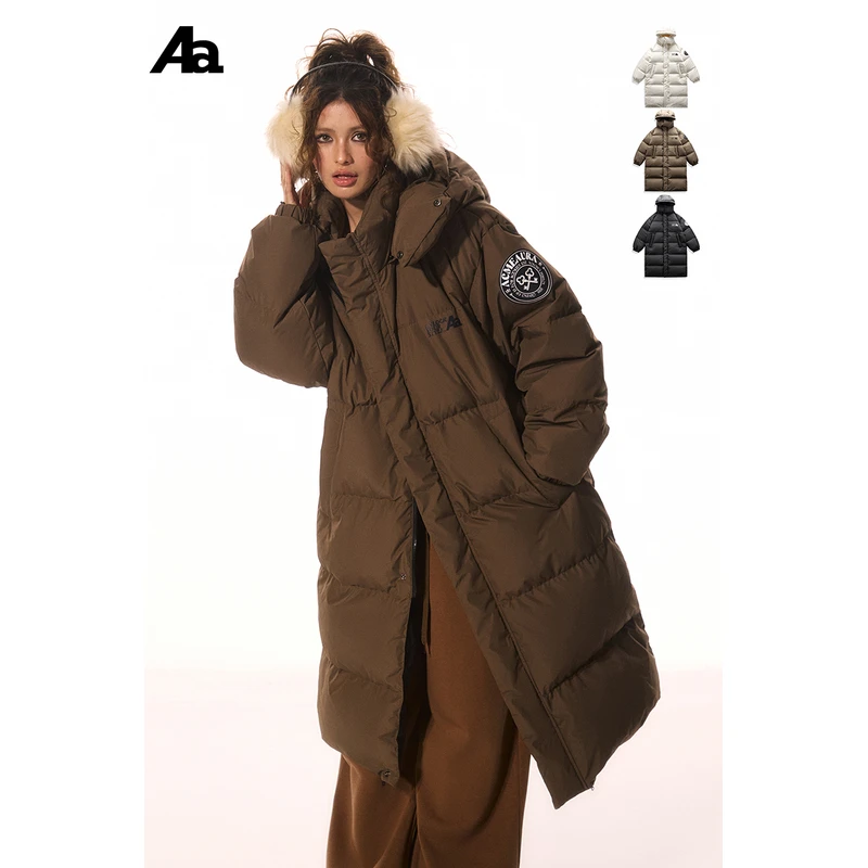 ACMEAURA 特氟龙clean fit长款羽绒服潮牌印花LOGO冬季保暖外套
