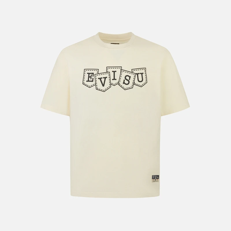 EVISU福神男士商标图案印花T恤2EAEPM4TS1247XXCT