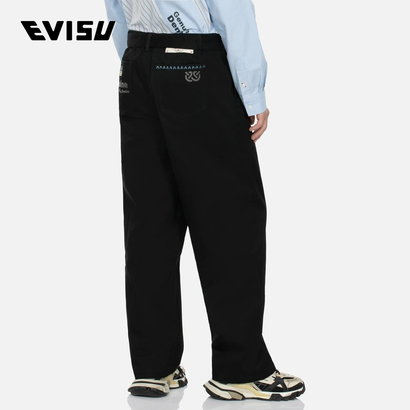 EVISU2024秋季男士智慧之轮刺绣休闲裤舒适2EAHTM4PT1113WLCT
