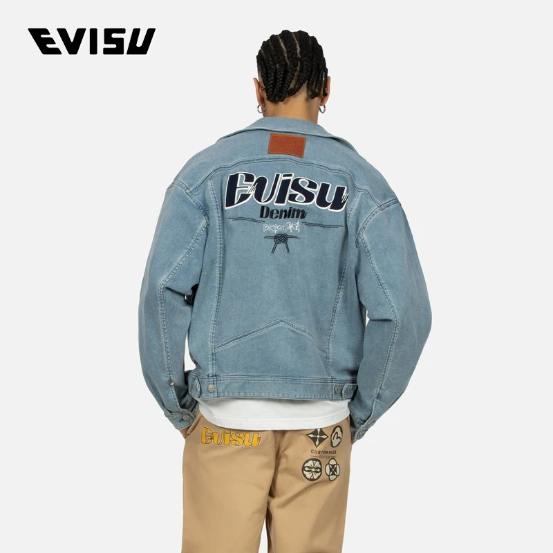 EVISU 2024春季男士商标贴布牛仔机车外套 2ESHTM4JK1009FFKD