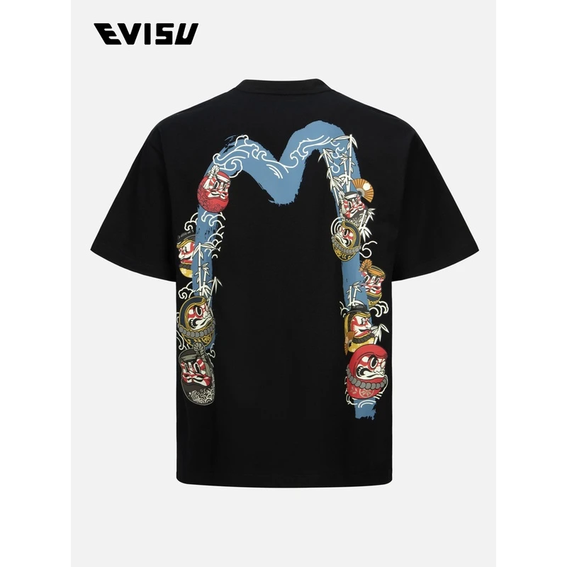 EVISU 2023秋季新款 男士隈取达摩大M印花T恤2EAHTM3TS1099RXCT