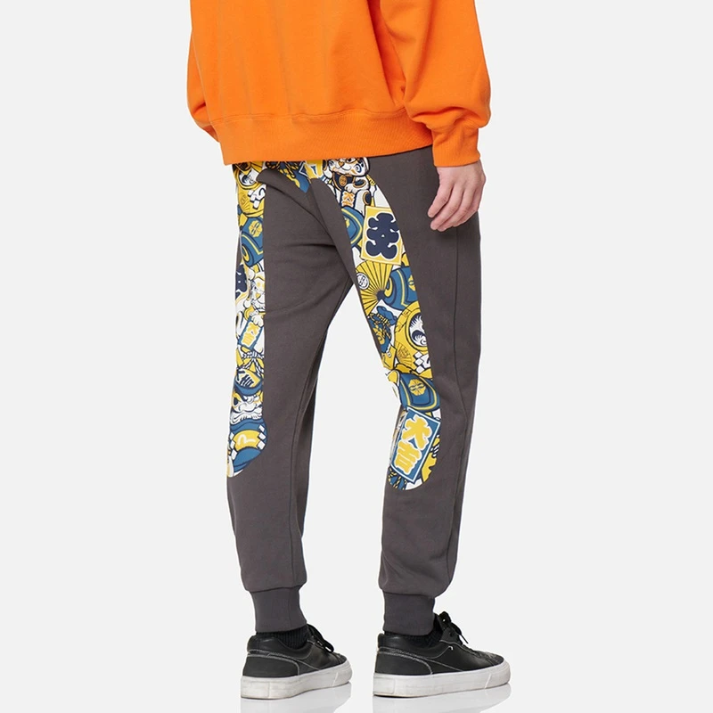 EVISU 春夏新款缘起物组合印花与招财猫情侣卫裤2EAHTM2SP349XXCT