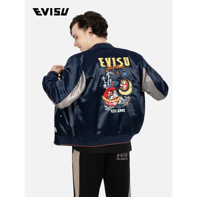 EVISU2023秋季新款男士隈取达摩刺绣缎面外套2EAHTM3JK1018XXPQ