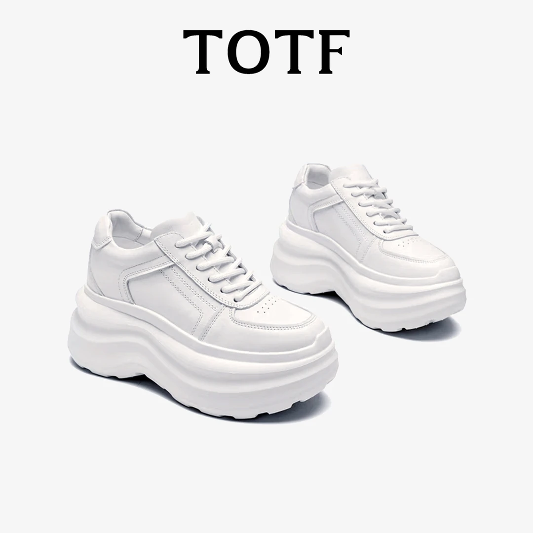TOTF厚底百搭松糕鞋银色老爹鞋2024年春新款潮流增高休闲小白鞋女