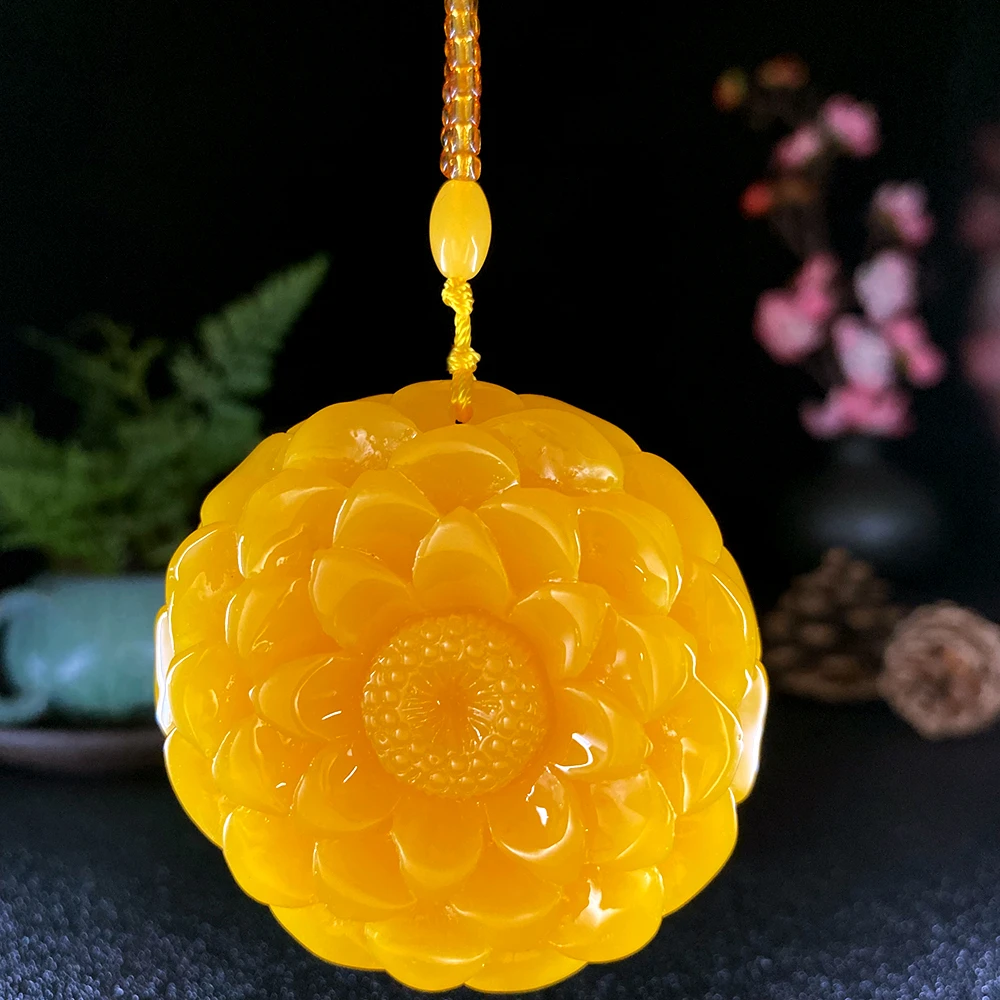 新人福利FL-D105葵花黄色项链坠女款轻奢复古