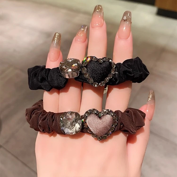 东大门新款爱心镶小肠发圈女马尾头绳韩版扎丸子头发绳皮筋