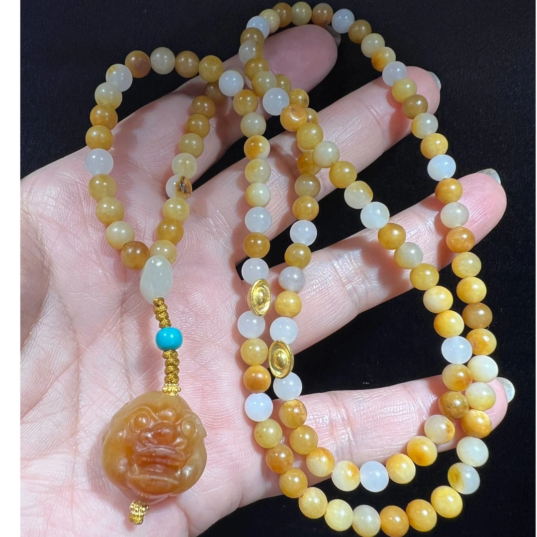 和田玉兽头108项链