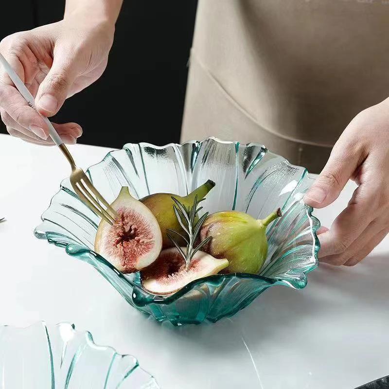 一只装葵花创意玻璃沙拉碗果斗家用零食果盘网红干果水果盘高颜值
