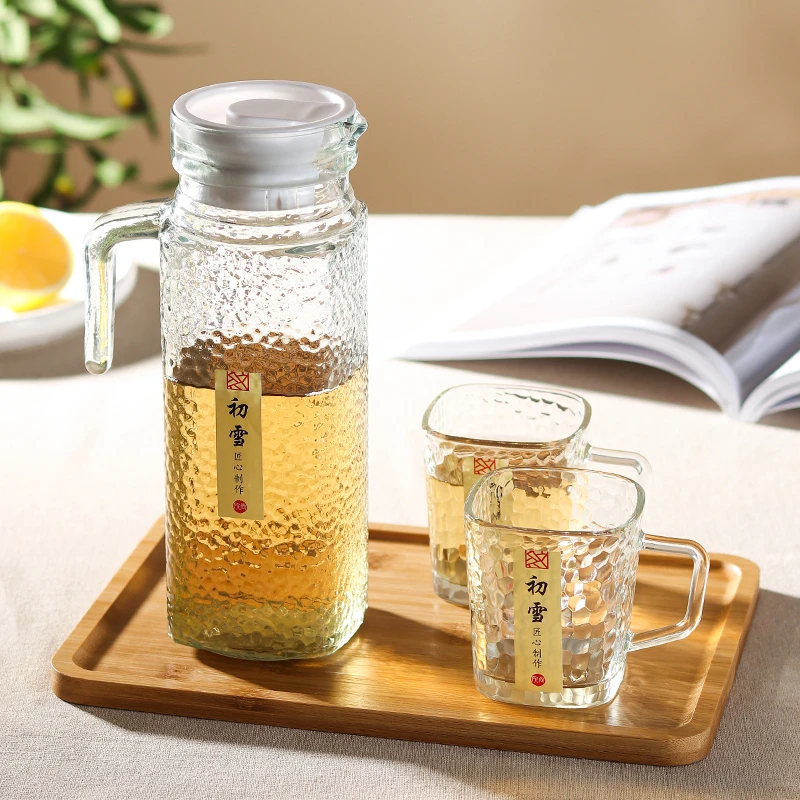 初雪透明凉水壶套装大容量加厚家用果茶冲泡冰镇果汁冷水壶凉水杯