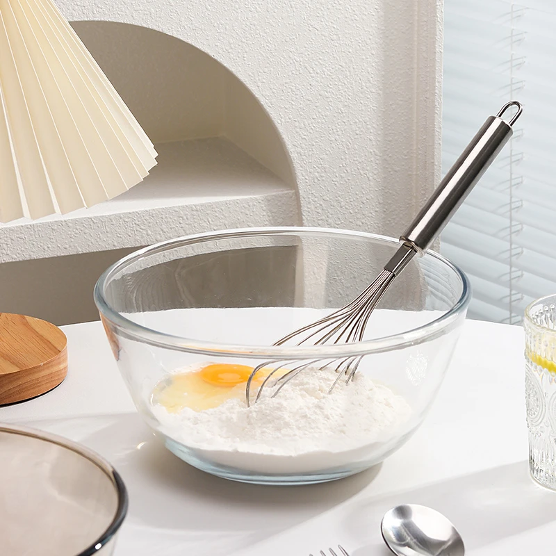媚家家用加厚耐热玻璃盆4500ml和面盆打蛋盆蛋糕玻璃碗家用洗菜盆