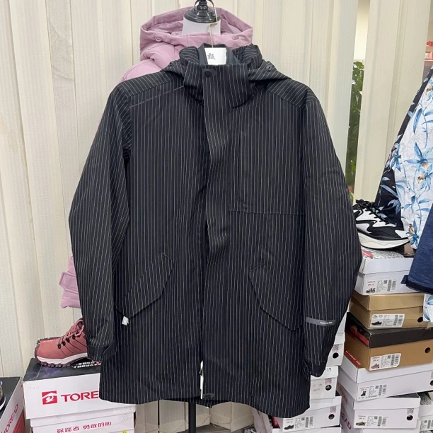 黑白条纹91745商务休闲风衣 三合一保暖商务中长款外套