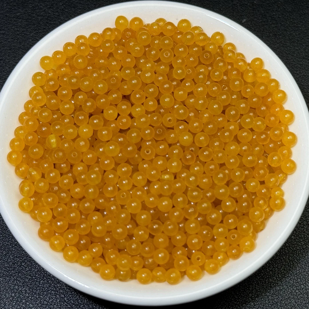 散珠天然鸡油黄 4mm 100颗 随8颗（赠弹力绳）A004