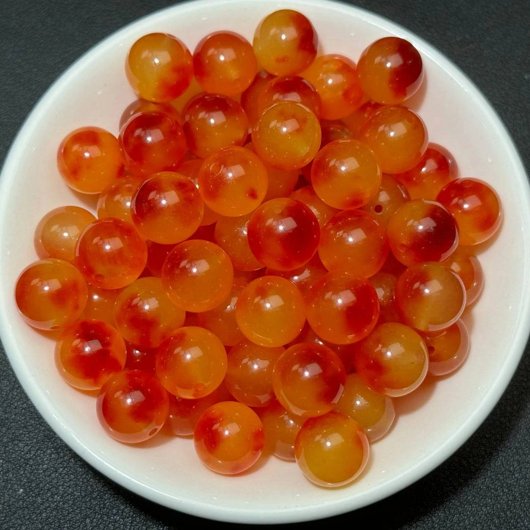 散珠天然南红冰飘花 13mm 15颗 随1颗（赠弹力绳）EF022