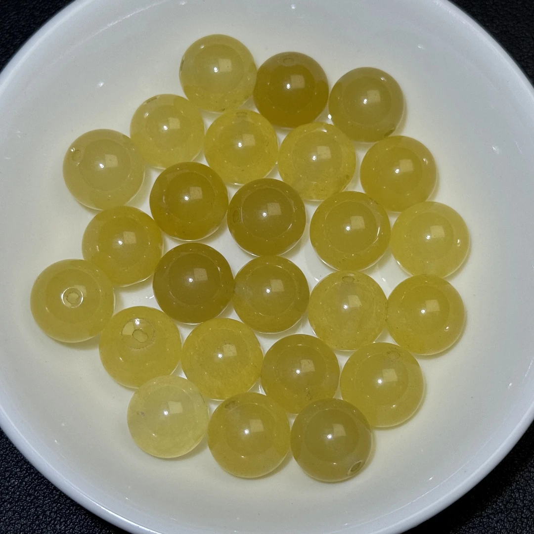 散珠天然冰黄 13mm 15颗 随1颗（赠弹力绳）EF028