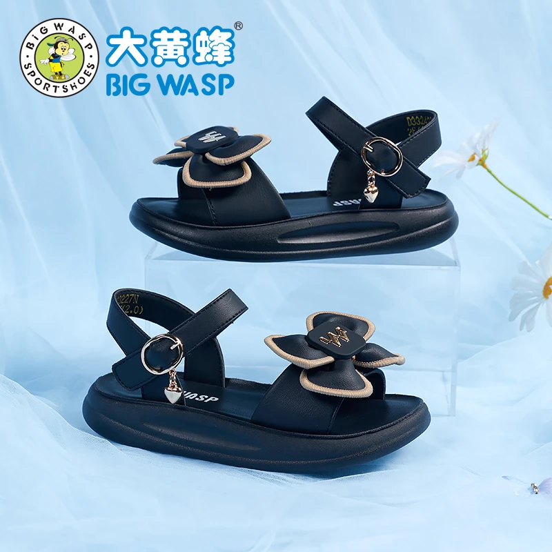 大黄蜂童鞋女童夏季甜美凉鞋中大童软底儿童休闲凉鞋D332423227N