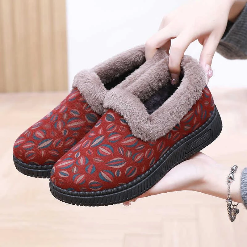 冬季老北京布鞋女棉鞋中老年加绒加厚保暖妈妈鞋平底防滑奶奶棉靴