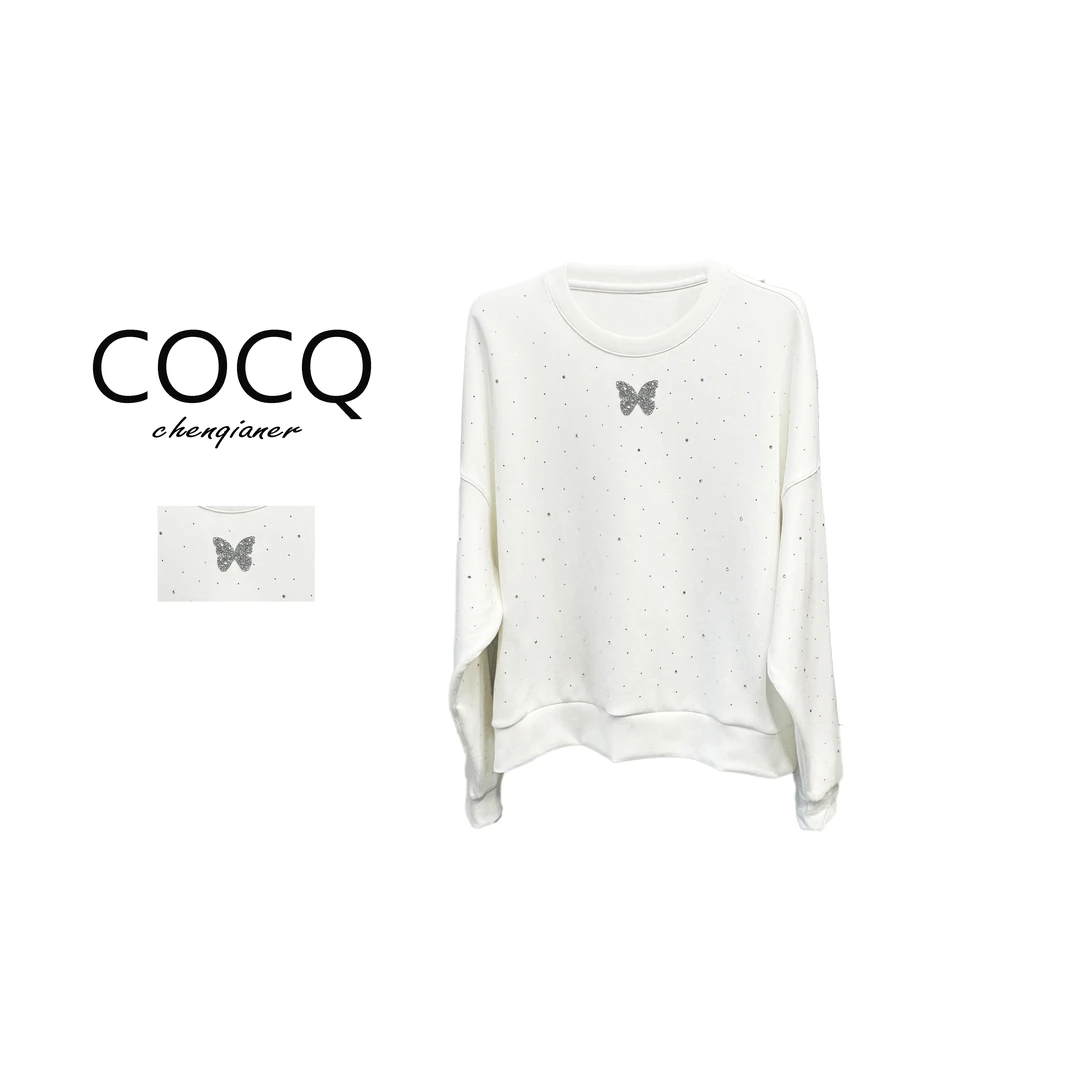【COCQ】满天星蝴蝶卫衣 显瘦百搭秋冬圆领轻奢休闲