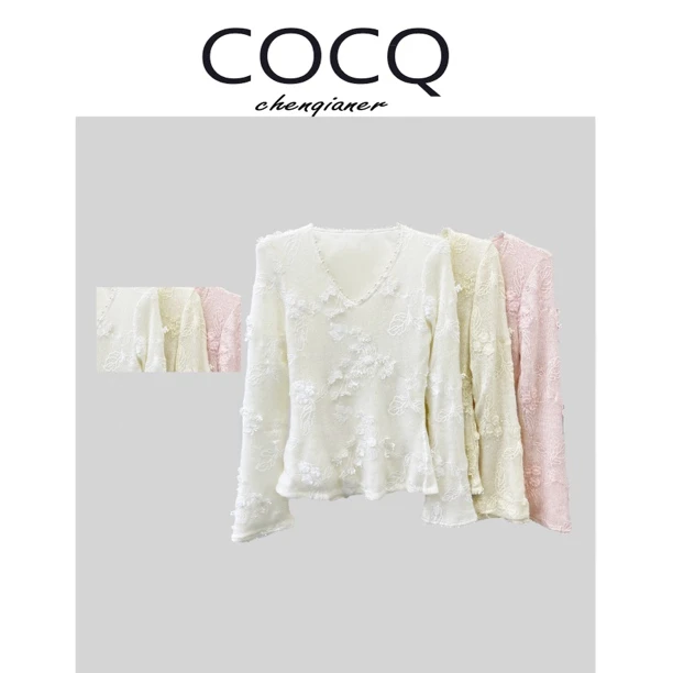 【花海】立体花朵刺绣重工手工钉珠针织衫长袖上衣2025秋冬温柔轻奢