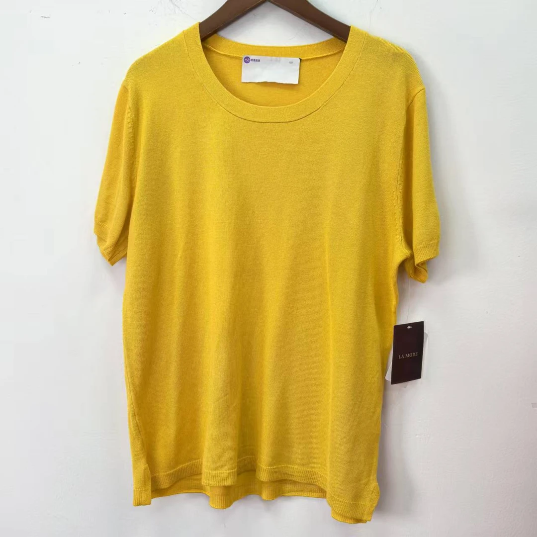 L8 窄边下摆圆领针织短袖