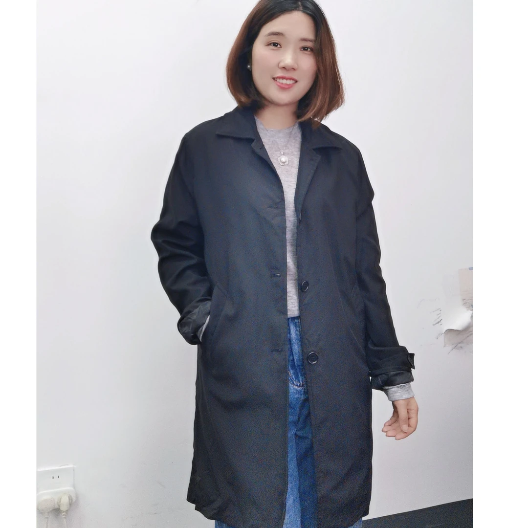 Z6 简约后开叉薄款西装风衣外套