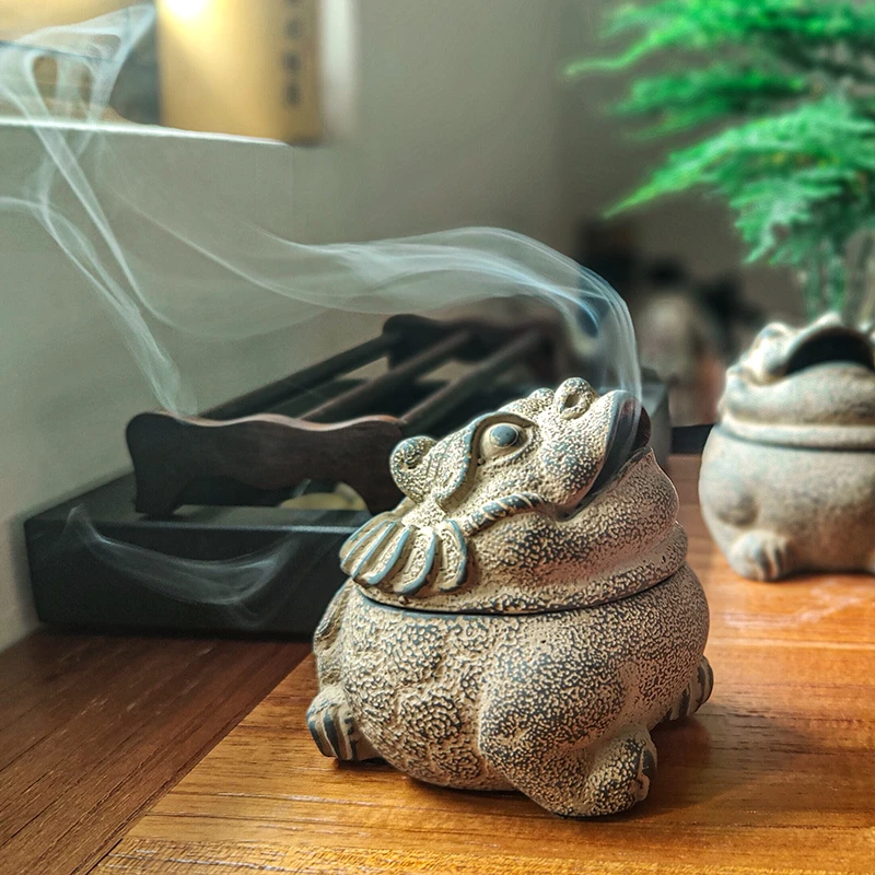 茶室金蟾熏香香炉小摆件新中式办公室创意桌面茶几家居装饰品礼物