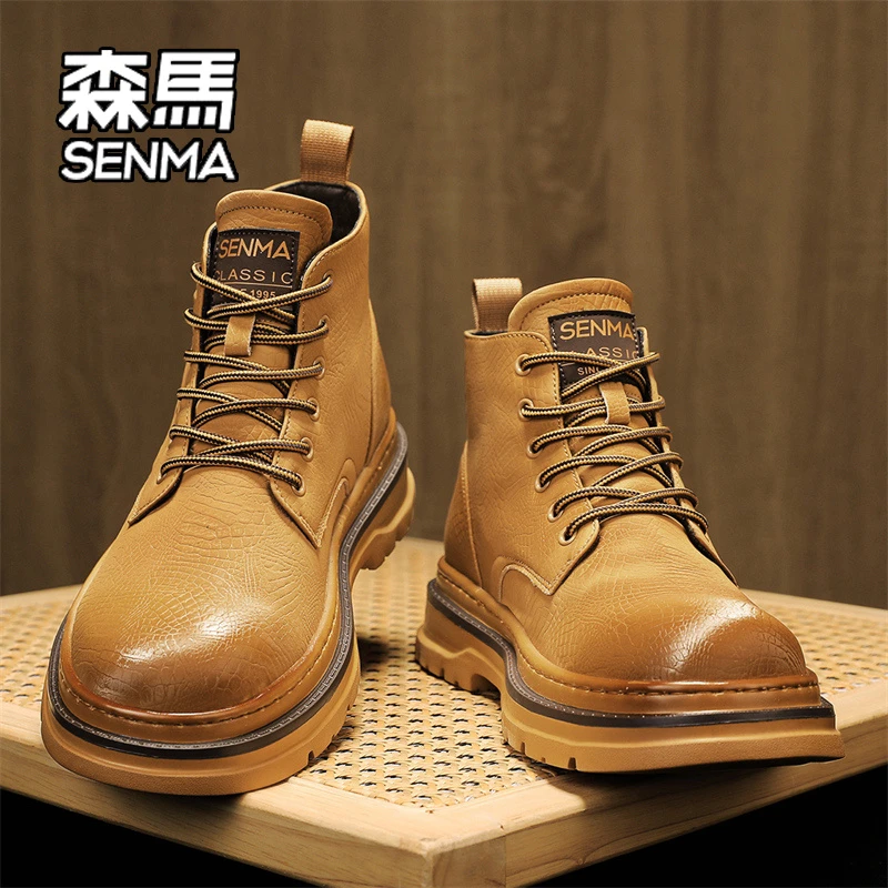 SENMA/森马马丁靴男款冬季2025新款男鞋高帮英伦风机车工装靴子男