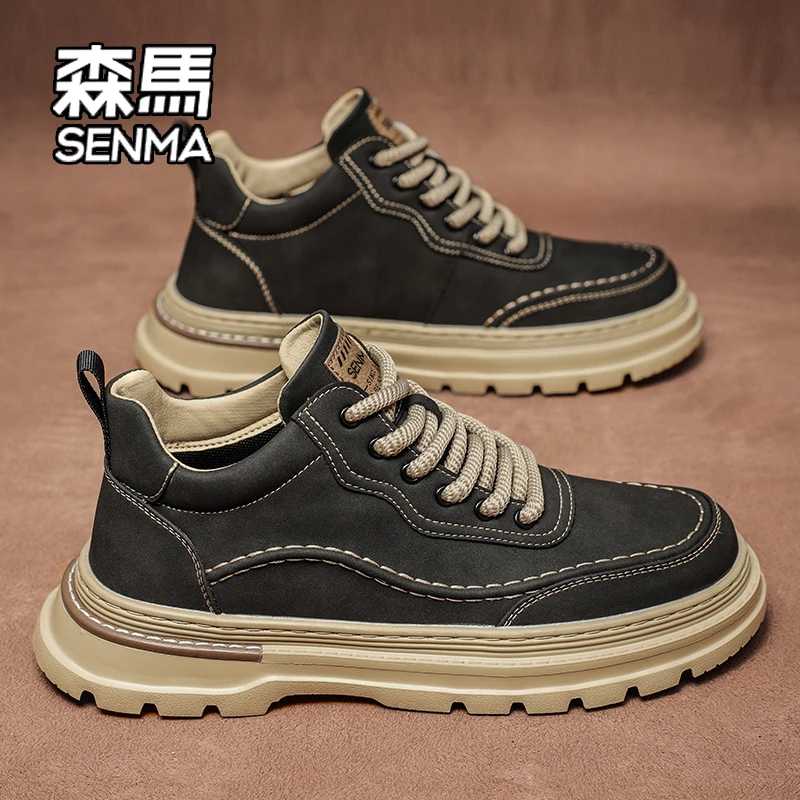 SENMA/森马男鞋2025秋季新款中帮工装风户外登山鞋劳保工地马丁靴