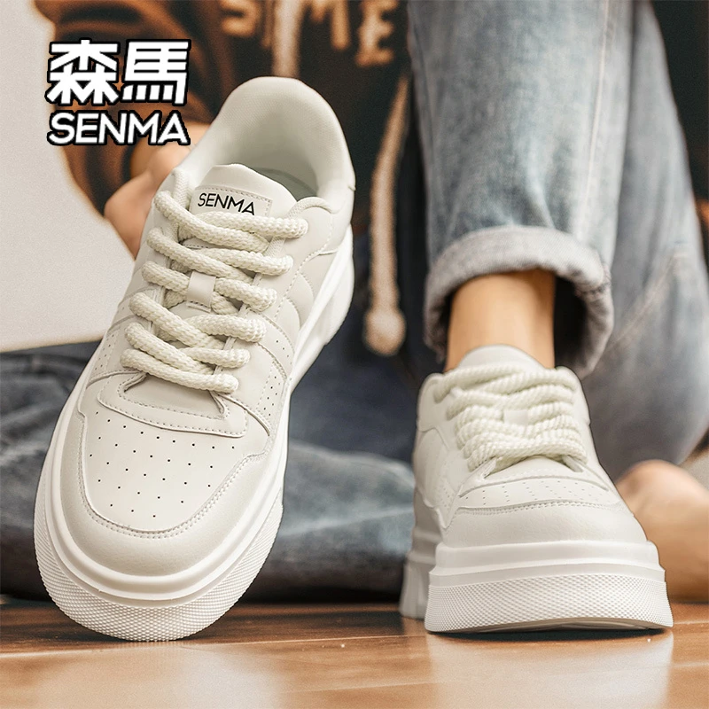 SENMA/森马冬冬季厚底小白鞋2025新款百搭松糕板鞋休闲增高鞋子男