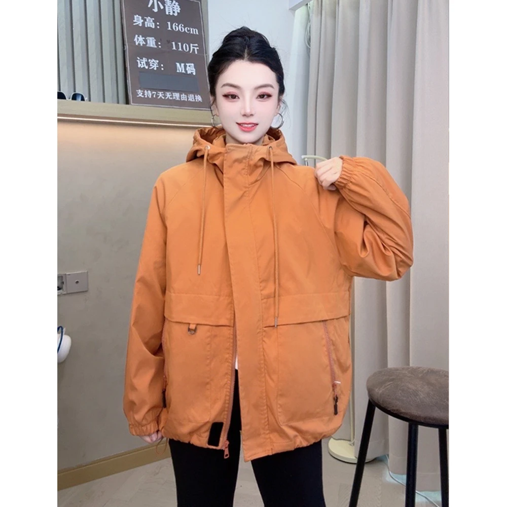 -JING静-【玫瑰的故事】新款连帽冲锋衣户外纯色百搭夹克【2453#】