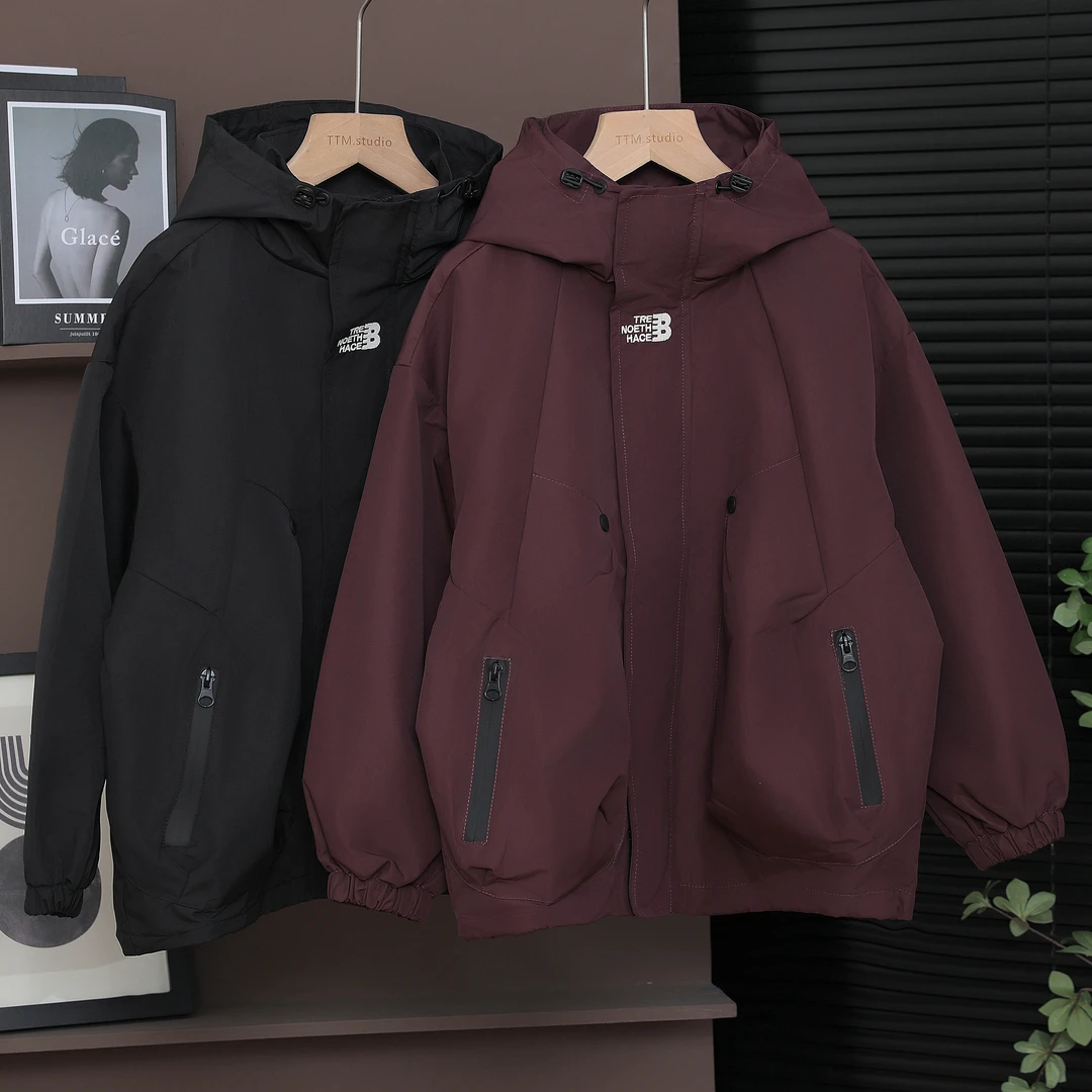 【现货】男女童户外冲锋衣连帽开衫休闲潮流外套中大童韩版