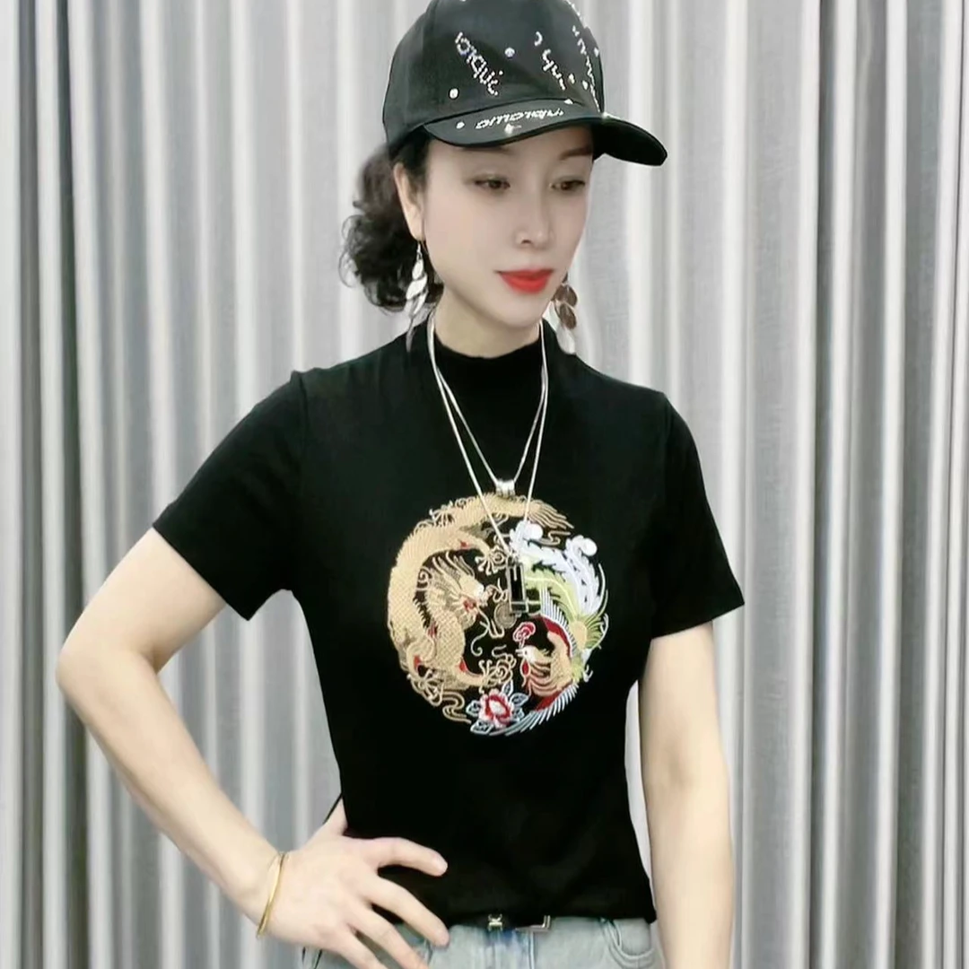 【懂你吴姐】2402新款前刺绣国风短袖T恤