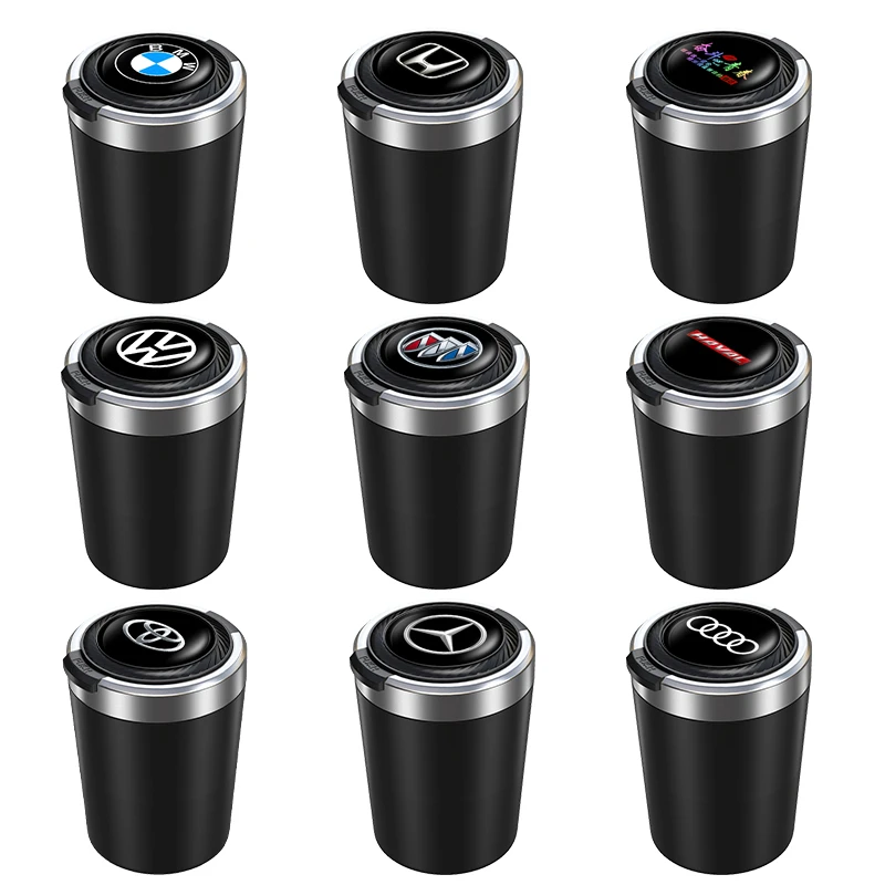 车载烟灰缸创意多功能带盖自动带灯男车用一键开盖车内饰用品大全