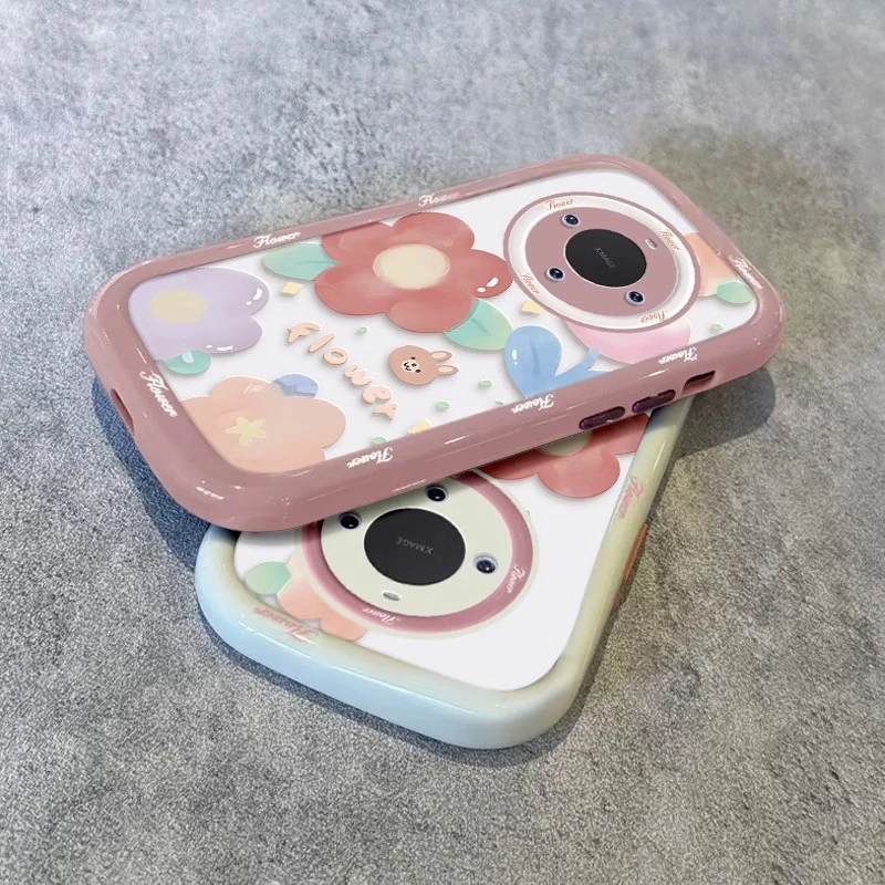 适用华为mate70pro手机壳新mate60遥遥领先防摔全包英文彩色花朵