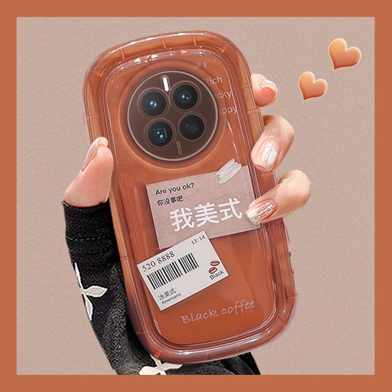 适用华为mate50pro手机壳透橙mate60E全包网红女mate40pro新款硅