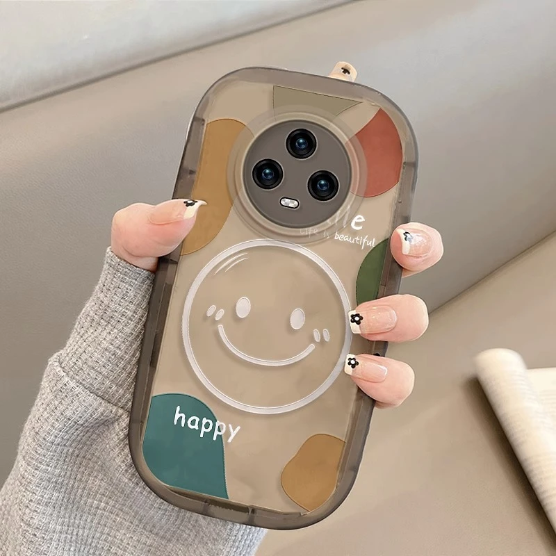 适用华为荣耀magic7pro手机壳新款透黑大笑脸荣耀400全包防摔ho