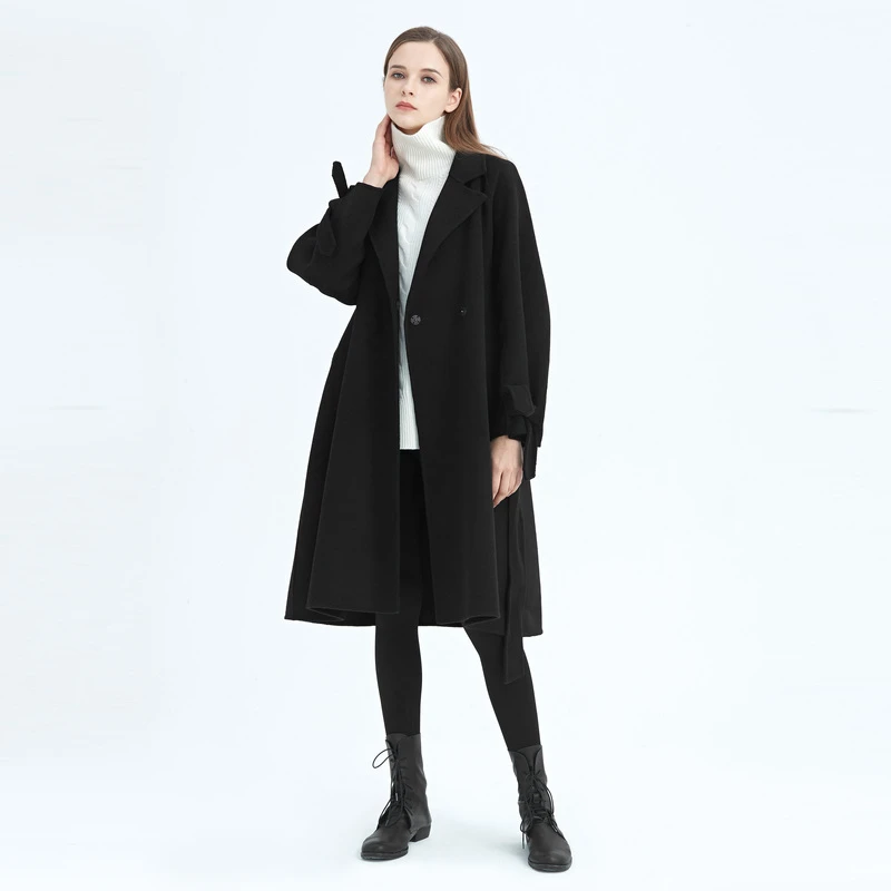 S·DEER圣迪奥女装时尚百搭休闲西装领收腰系带毛呢大衣S20481868