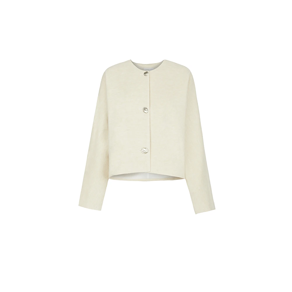 圣迪奥秋时尚气质轻奢宽松设计感法式圆领短款开衫外套S234Z2609