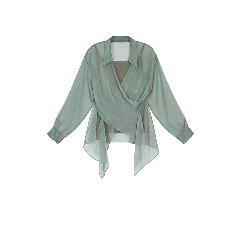 S·DEER圣迪奥长袖衬衫气质时尚百搭夏季宽松仙女设计师S232Z0520