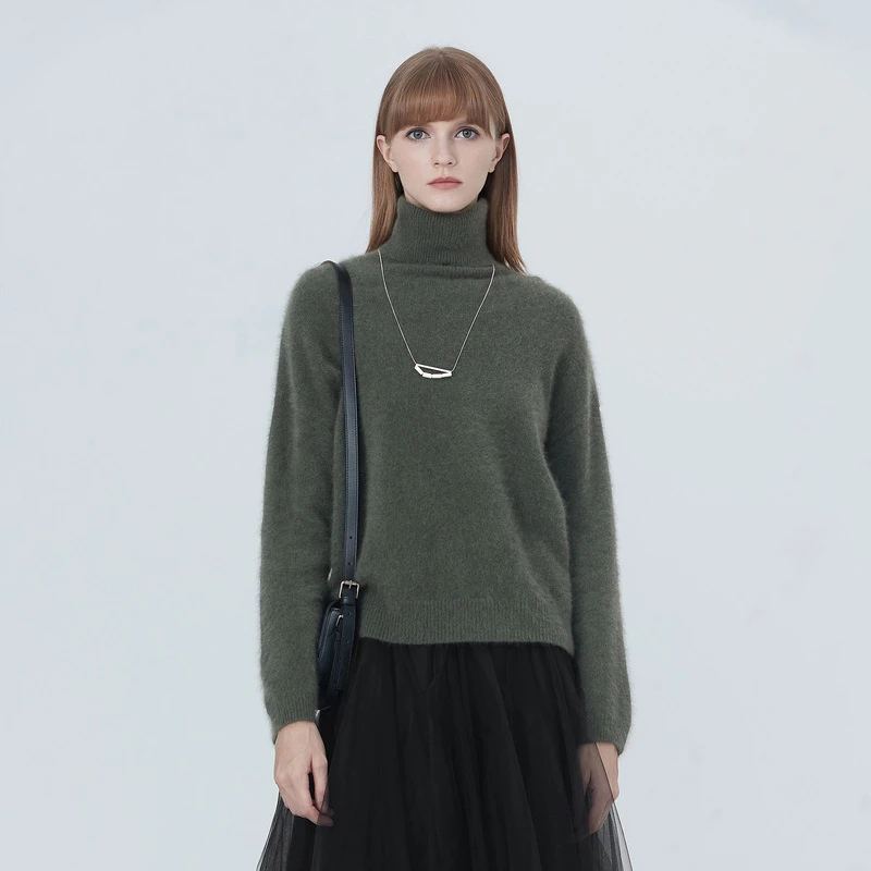 S·DEER圣迪奥女装时尚气质显瘦百搭罗纹高领基本款毛衣S20483501