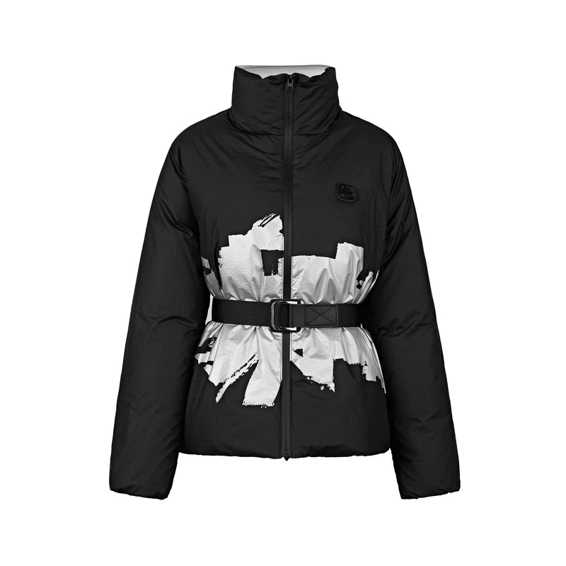 S·DEER圣迪奥冬季休闲时尚个性高领撞色收腰短款羽绒服S21482460