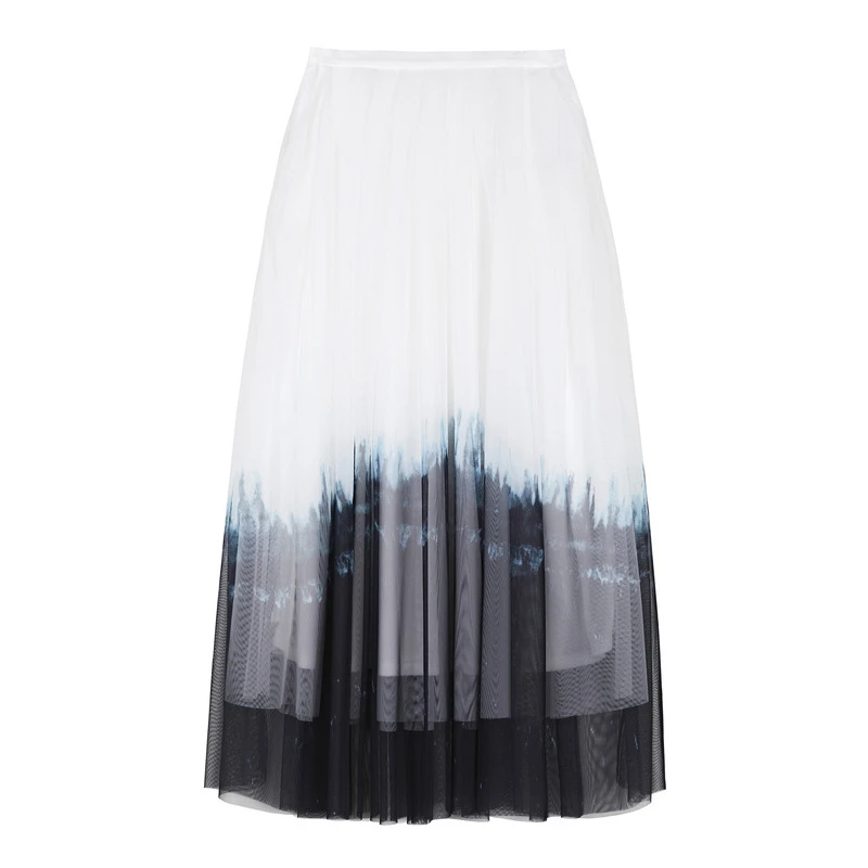 S·DEER圣迪奥女装优雅网纱拼接渐变小众时尚晕染长裙S21281142