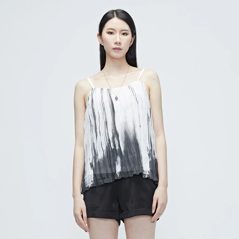 S·DEER圣迪奥女装夏季时尚修身水墨吊带休闲百搭春夏S20281512