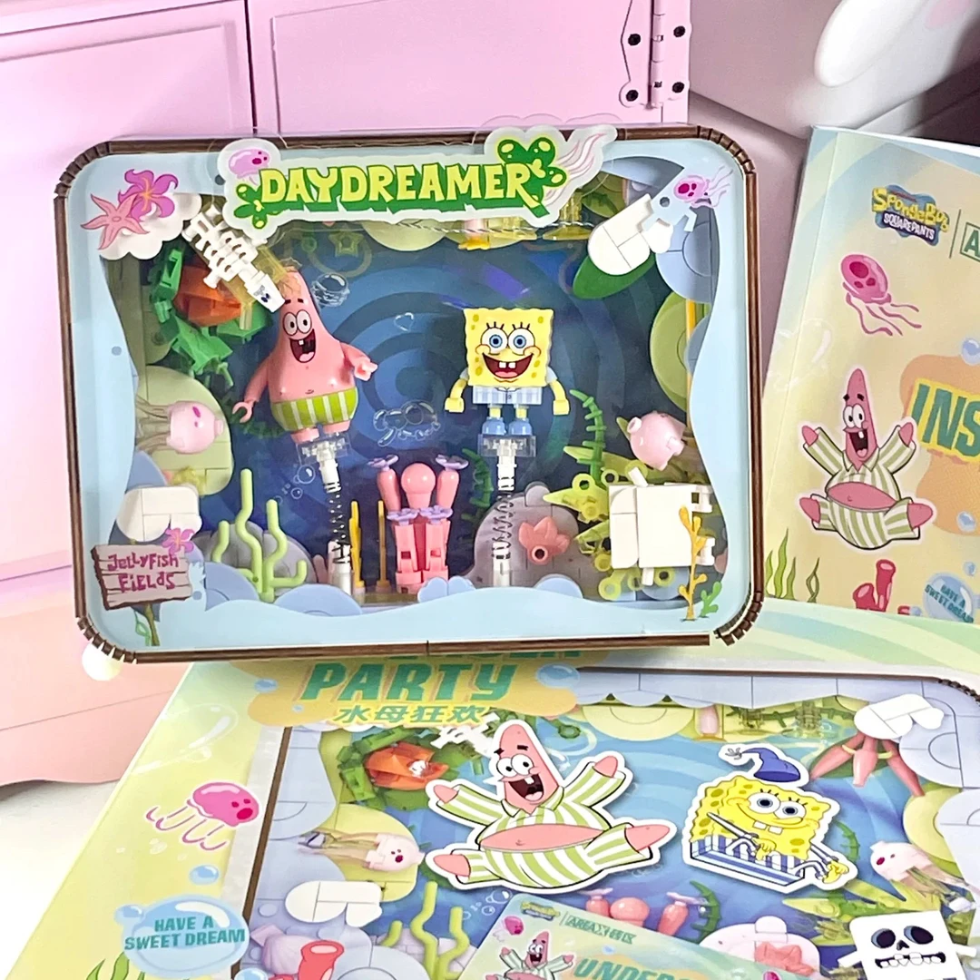 2024新款海绵baobao相框创意拼装积木派大星摆件手办玩具生日礼物