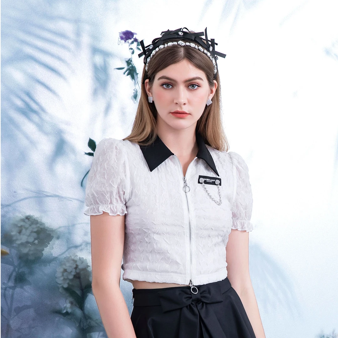 BAISI/百丝秋季新款爆款白色时尚百搭衬衫AAVK206107夏季针织