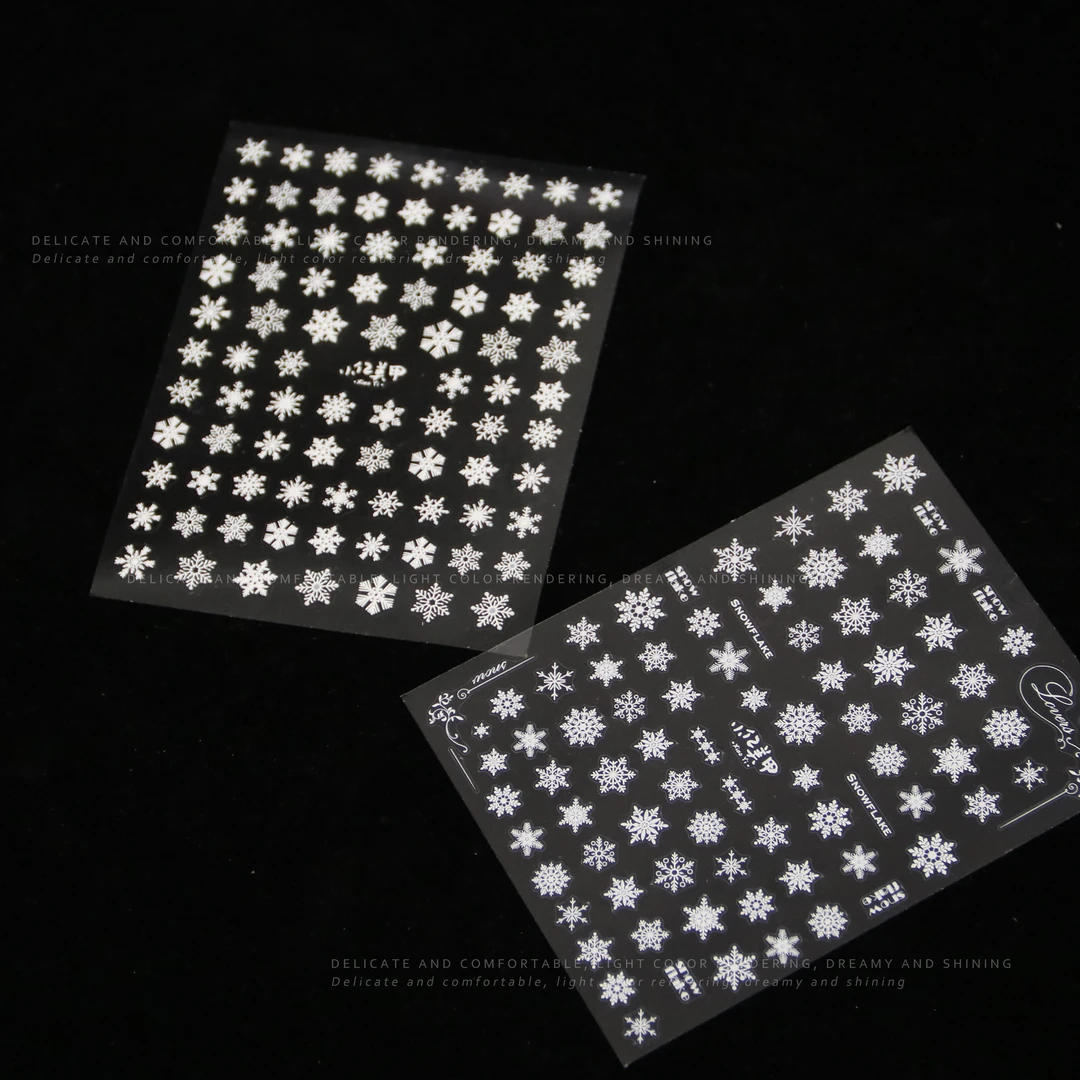 【冬日恋歌雪花贴纸薄韧浮雕组合】美甲彩色贴纸工艺ins流行组合