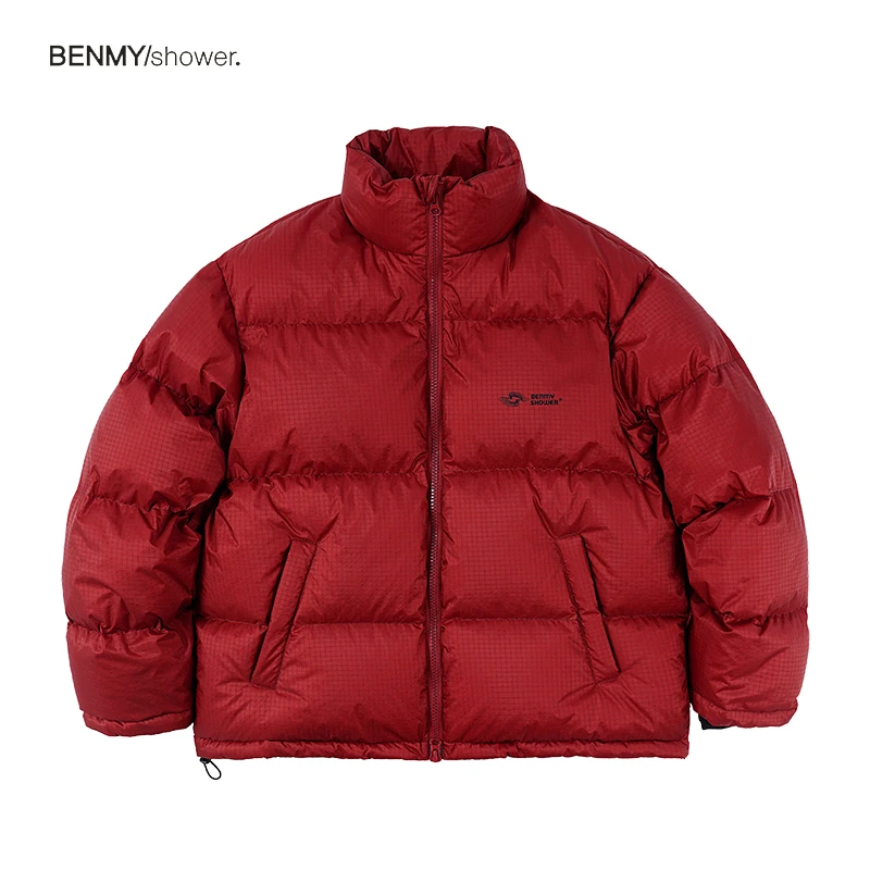 BENMYSHOWER国潮羽绒服男潮牌宽松立领字母印花外套情侣冬