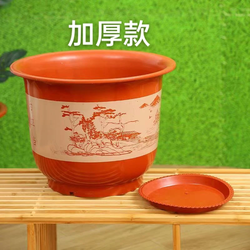 红340山水大花盆3个带底托（直径30高22左右）