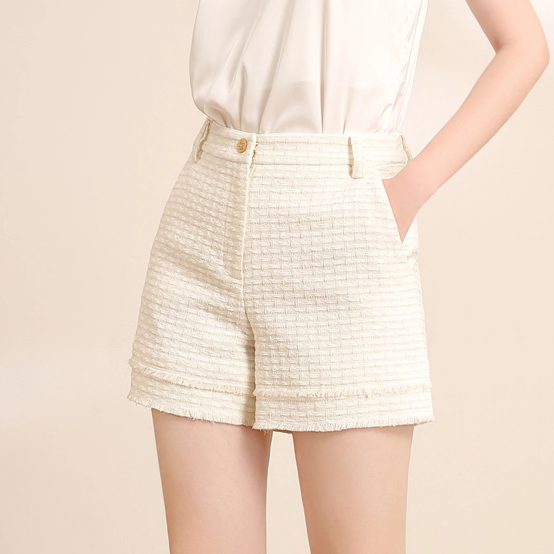 JETEZO/裘堤婼毛须边短款高腰休闲裤BB1PB005B1