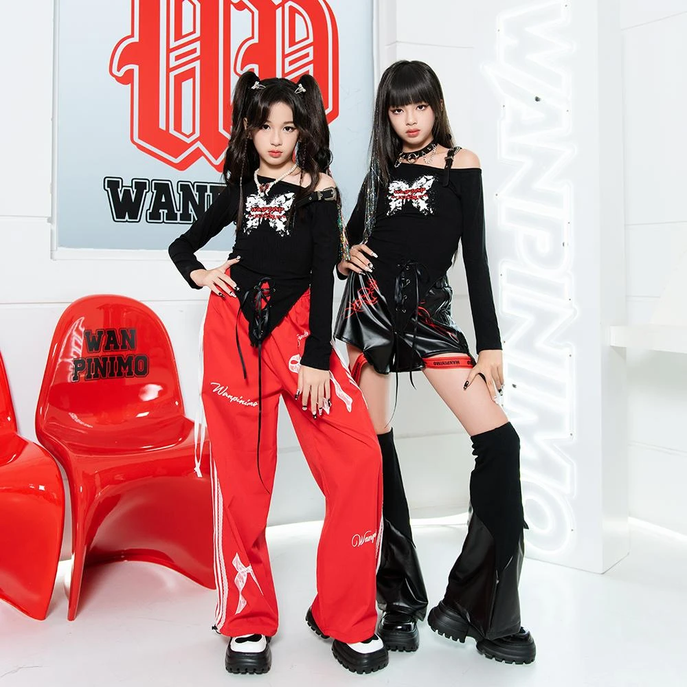 儿童爵士舞女童服装潮酷多巴胺风时尚走秀时髦少儿嘻哈街舞演出服