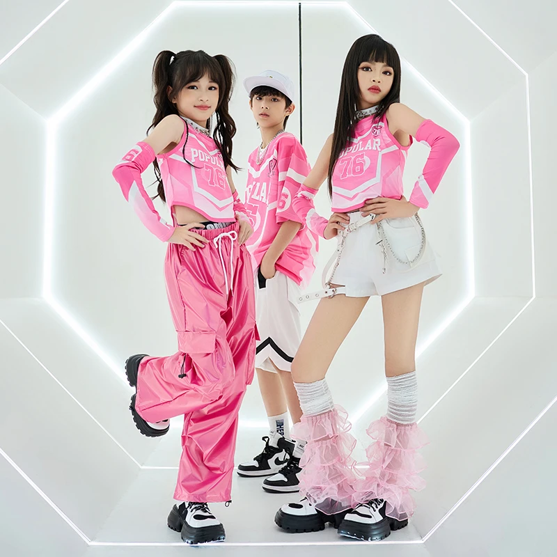 六一爵士舞表演服女童街舞服装儿童啦啦队时髦走秀潮酷炸街演出服